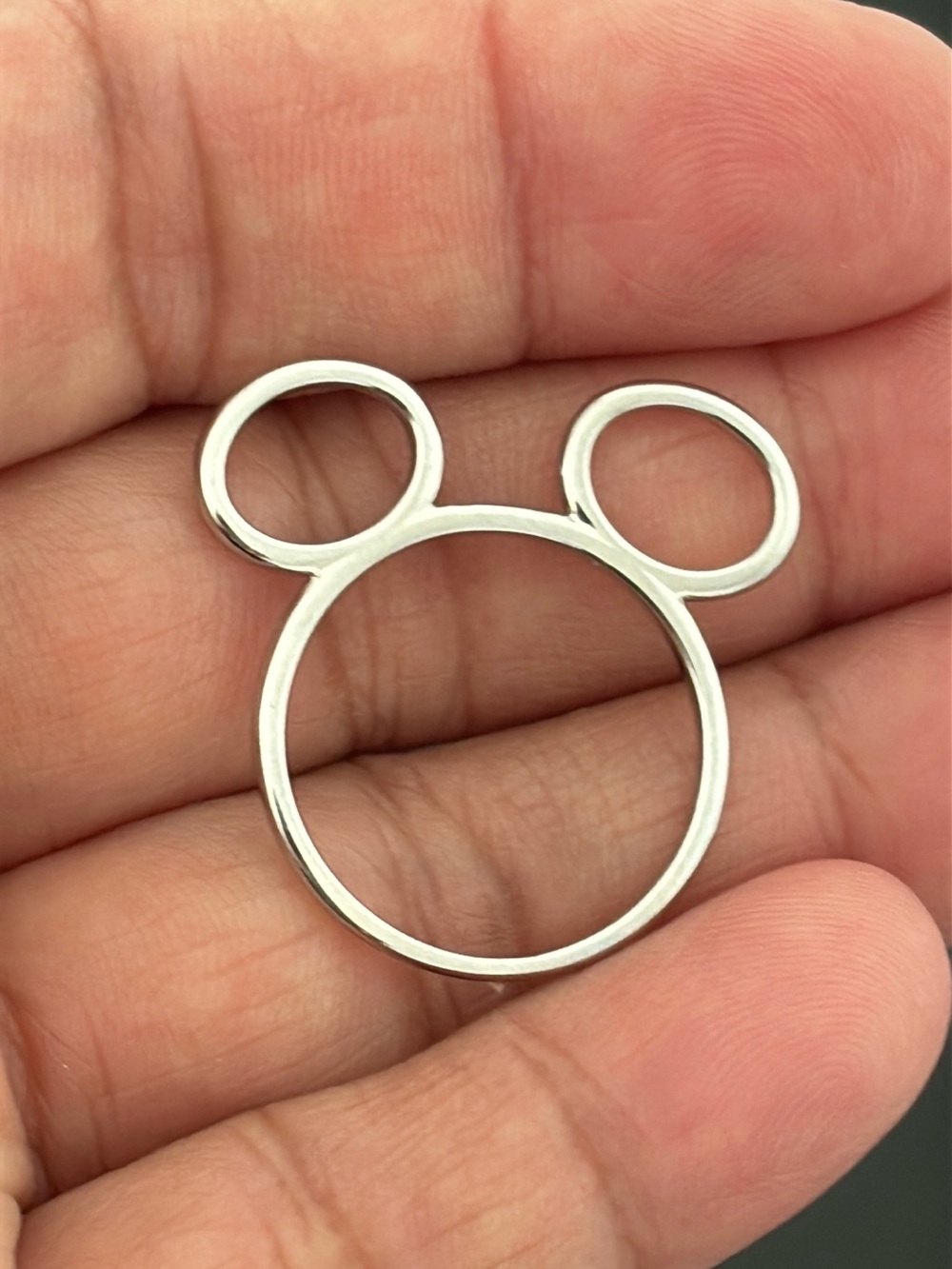 Mickey-Style Outline Silver Tone Ring